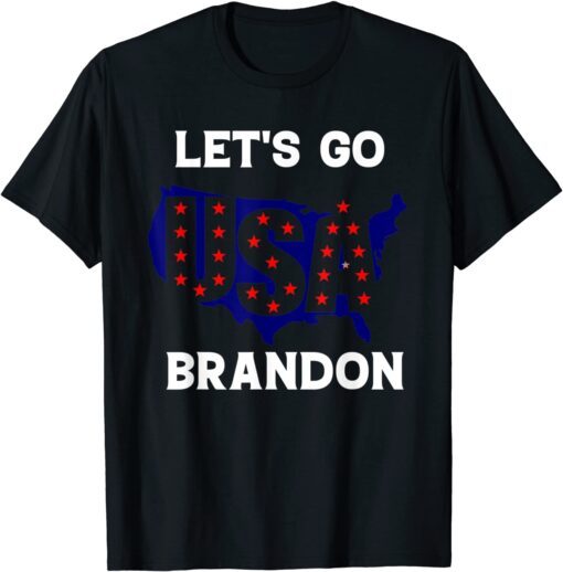 Anti Biden Let's Go Brandon Conservative Anti Liberal US Flag T-Shirt