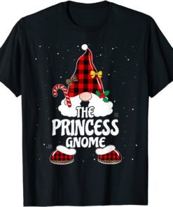 Princess Gnome Buffalo Plaid Matching Family Christmas Funny T-Shirt