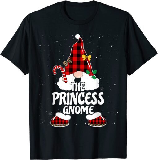 Princess Gnome Buffalo Plaid Matching Family Christmas Funny T-Shirt