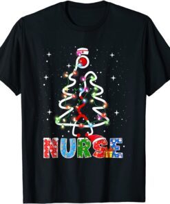 Nurse Christmas Tree Stethoscope RN LPN Scrub Nursing X-mas T-Shirt