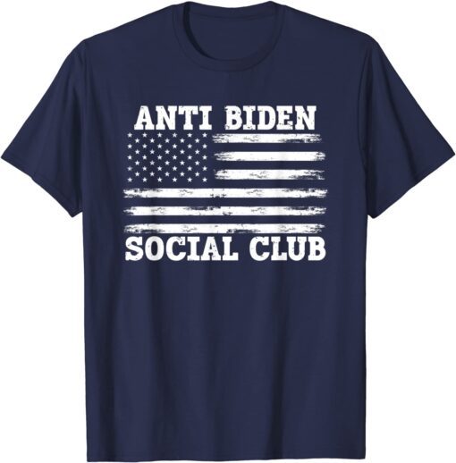 Anti Biden Social Club Distressed US Flag T-Shirt