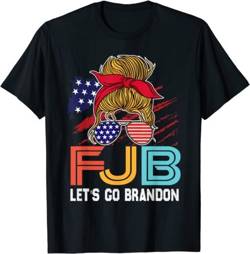 Anti Biden Let's Go Brandon American Flag Tee Shirt