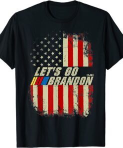 Anti Biden Let's Go Brandon USA Flag Tee Shirt