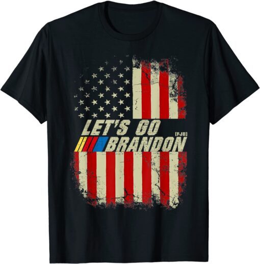 Anti Biden Let's Go Brandon USA Flag Tee Shirt