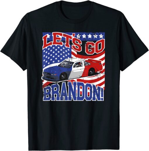 Anti Biden Let’s Go Brandon Chant Conservative US Flag Tee Shirt