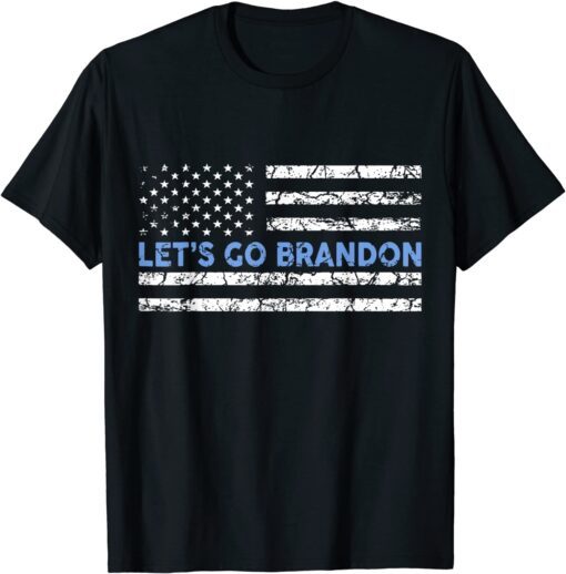 Anti Biden Let's Go Brandon Chant, Impeach Biden Us Flag Tee Shirt