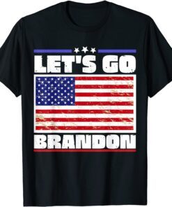 Anti Biden Let's Go Brandon Conservative Anti Liberal US Flag Tee Shirt