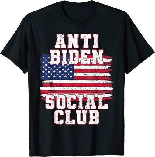 Anti Biden Social Club American Flag Retro Vintage Tee Shirt