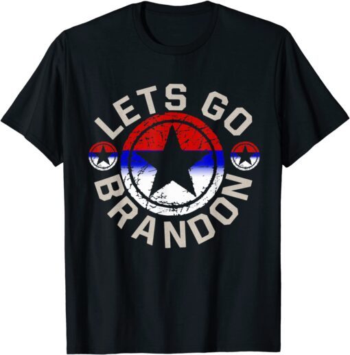 Anti Joe Biden Let's Go Brandon Conservative Anti Liberal US Flag Tee Shirt