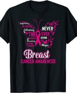 Breast Cancer Awareness Butterfly Pink Ribbon Hope Tee Shirt