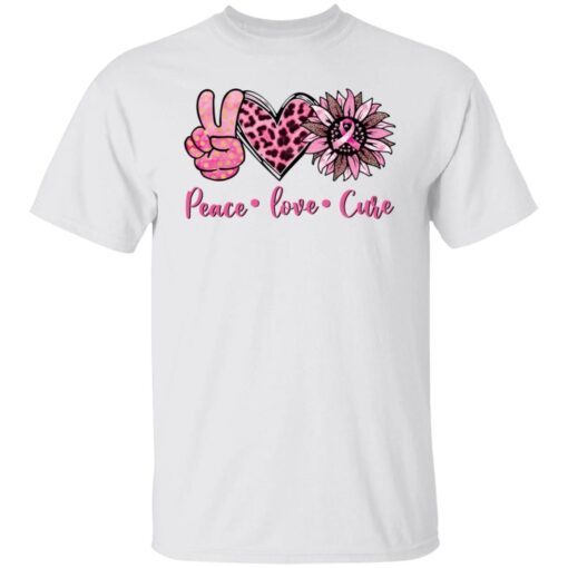 Breast Cancer Peace Love Cure Tee Shirt