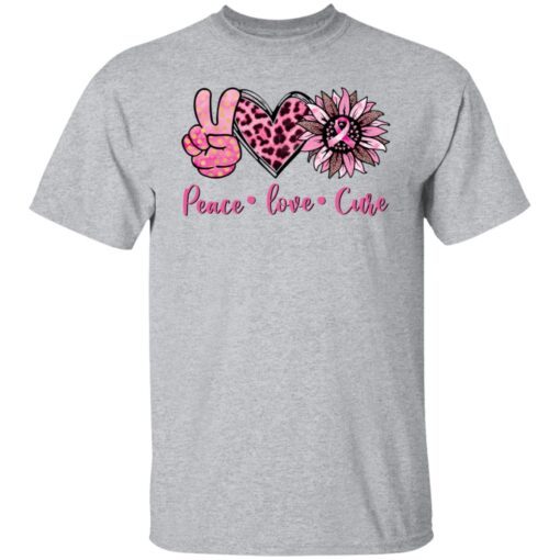 Breast Cancer Peace Love Cure Tee Shirt