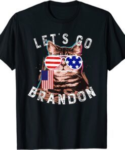 Cat US Flag Let's go Brandon Tee Shirt