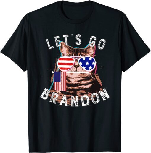 Cat US Flag Let's go Brandon Tee Shirt