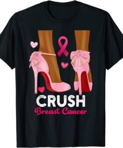 Crush Breast Cancer In October We Wear Pink Black Woman Tee Shirt