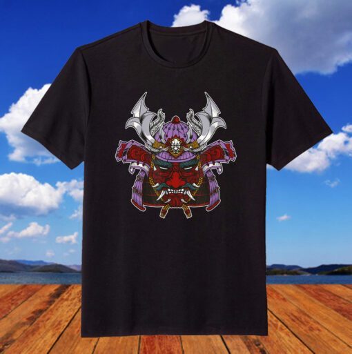 Demon Japan Samurai Mask Hannya Kanji Oni Harajaku Tee Shirt