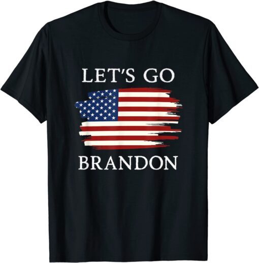 FJB Let's Go Brandon Chant Usa Flag Tee Shirt