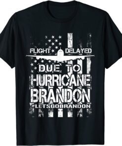 Flight Delayed Due To Hurricane Brandon Lets Go Brandon American Flag Tee Shirt