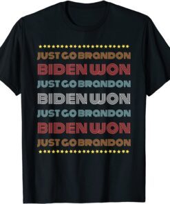 Funny Meme Joe Biden Won Just-Go-Brandon Retro Rainbow Tee Shirt