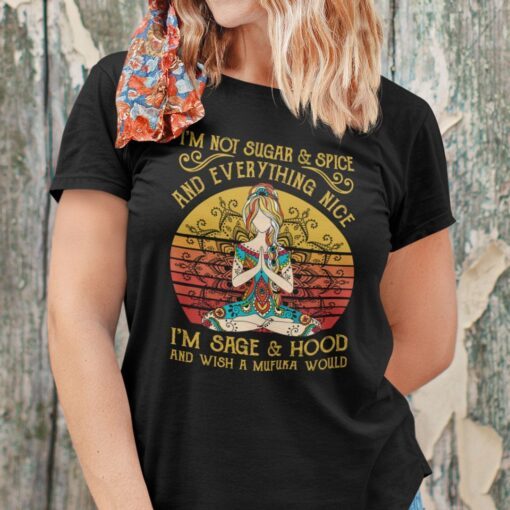 I’m Not Sugar Spice And Everything Nice Yoga Morticia Addams Tee Shirt