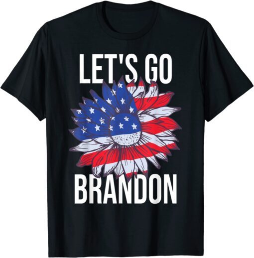 Let's Go Brandon Biden Flower Us Flag Tee Shirt