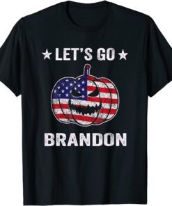 Let's Go Brandon, Impeach Biden, Halloween Pumpkin USA Flag Tee Shirt