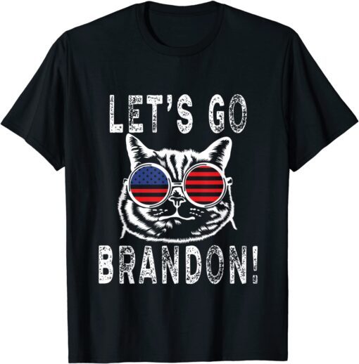 Let's Go Brandon, Joe Biden Chant Cat US Glasses T-Shirt