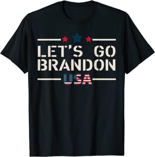 Let's Go Brandon , Let's Go Brandon, USA American Flag Tee Shirt