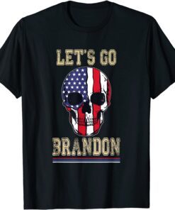 Let's Go Brandon, Skull American Flag, Skull USA Tee Shirt