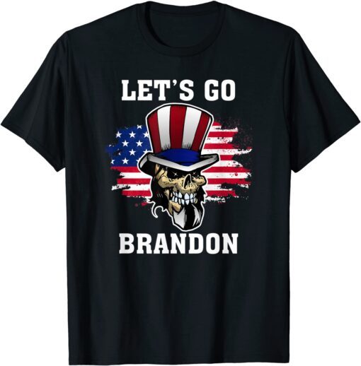 Let's Go Brandon Skull Tee Shirt