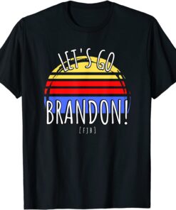 Let's Go Brandon Vintage Distressed Yellow Red Blue Sunset Tee Shirt