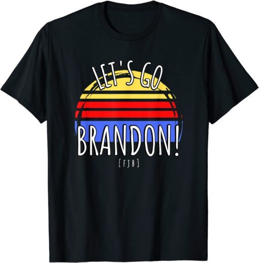 Let's Go Brandon Vintage Distressed Yellow Red Blue Sunset Tee Shirt