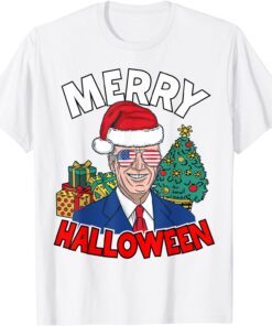 Merry Halloween Joe Biden Jokes Christmas Anti Biden Tee Shirt