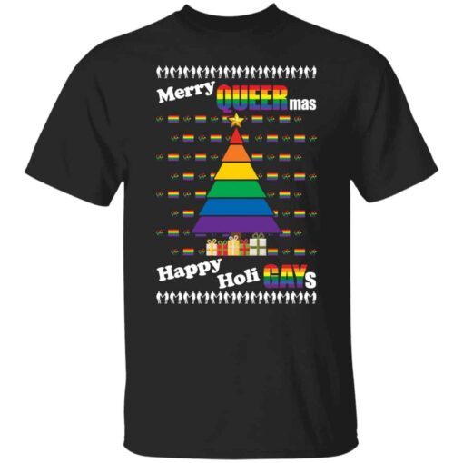 Merry Queermas happy Holigays Christmas Tee Shirt