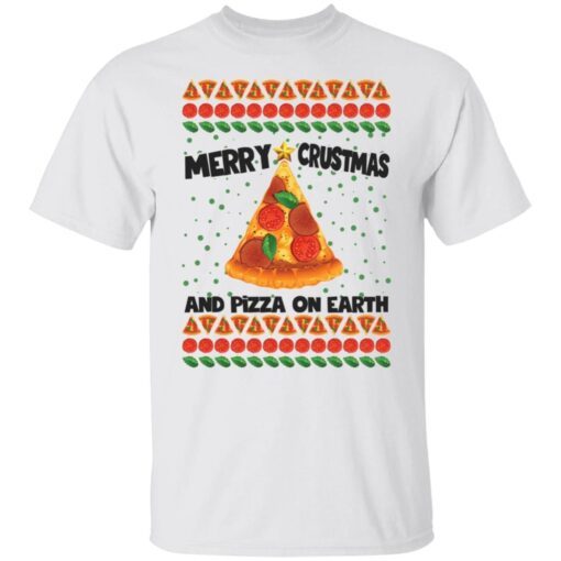 Merry Crustmas And Pizza On Earth Christmas Tee Shirt