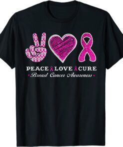 Peace Love Cure Breast Cancer Pink Faith Breast Cancer Tee Shirt