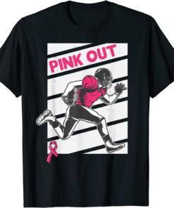 Pink Out Breast Cancer Awareness Bleached Football Mom Girls Tee Shirt