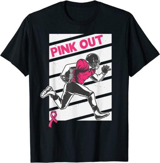 Pink Out Breast Cancer Awareness Bleached Football Mom Girls Tee Shirt