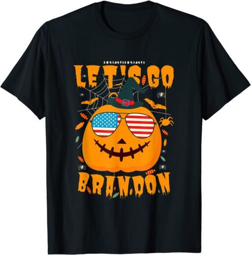 Pumpkin Sunglasses-Let's Go Brandon Halloween Tee Shirt