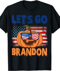 Pumpkin Sunglasses-Let's Go Brandon Halloween Tee Shirt