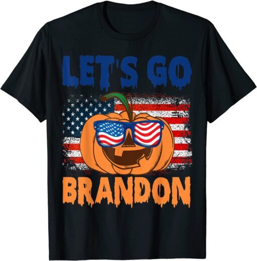 Pumpkin Sunglasses-Let's Go Brandon Halloween Tee Shirt