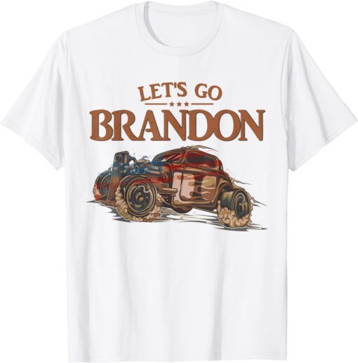 Race Car Impeach Joe Biden Political Let's Go Brandon Flag Tee Shirt