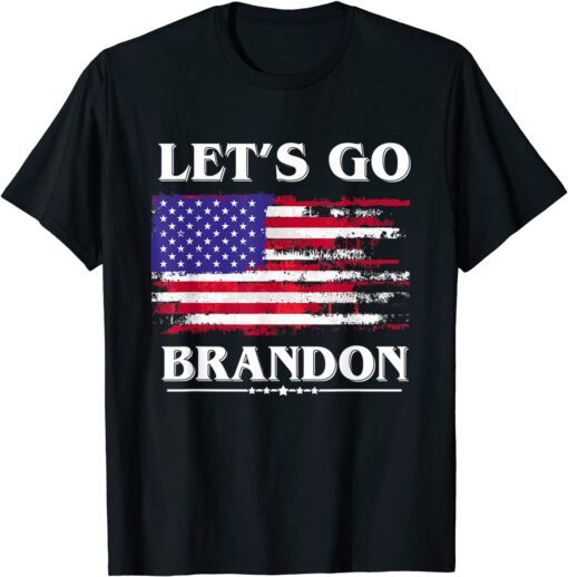 Retro American Flag Let's Go Brandon JBD Tee Shirt