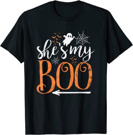 She's Is My Boo Halloween Costume Matching Couple Boo Ghost Tee Shirt