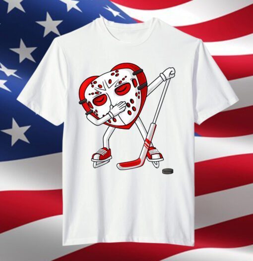 Valentines Day Dabbing Heart Hockey Tee Shirt