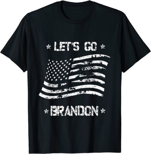 Vintage Let's Go Brandon American Flag Impeach Biden Tee Shirt