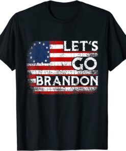 Vintage Lets Go Brandon Anti Biden Us Flag Tee Shirt