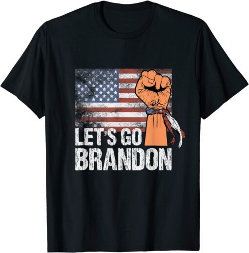 Vintage Let's Go Brandon Chant American Flag Tee Shirt