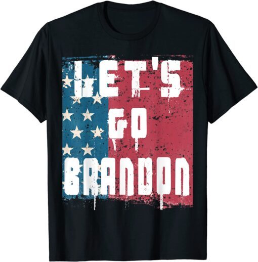 Vintage US Flag Let's Go Brandon Conservative Anti Liberal Tee Shirt