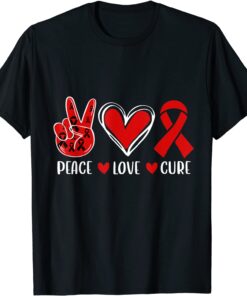 We Wear red For Red Ribbon Week Peace Love Cure T-Shirt